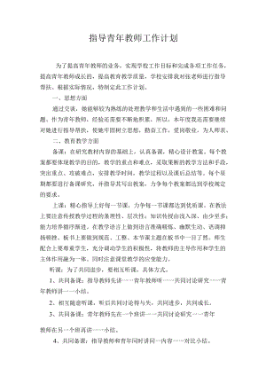 指导青年教师工作计划.docx