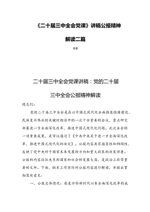 《二十届三中全会党课》讲稿公报精神解读三篇.docx