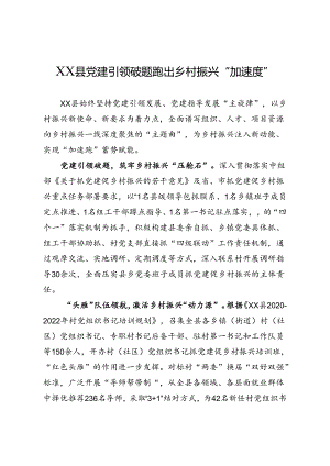 XX县党建引领破题跑出乡村振兴“加速度”.docx