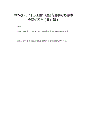 （11篇）浙江“千万工程”经验专题学习心得体会研讨发言供参考.docx