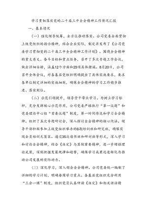 学习贯彻落实党的二十届三中全会精神工作情况汇报.docx