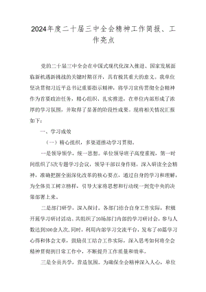 2024年度二十届三中全会精神工作简报、工作亮点.docx