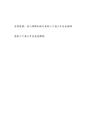 深入理解和践行党的二十届三中全会精神专题党课讲稿.docx