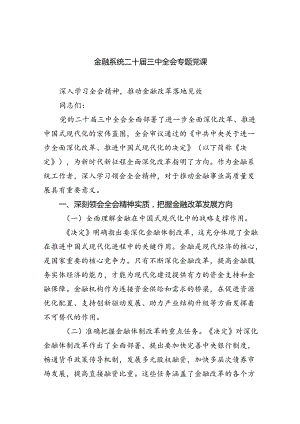 金融系统二十届三中全会专题党课四篇（最新版）.docx