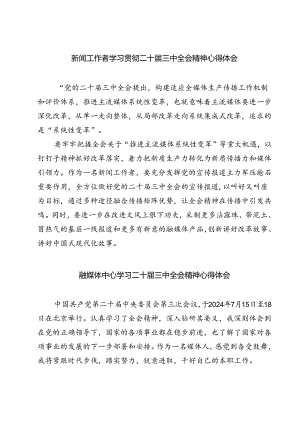 (六篇)新闻工作者学习贯彻二十届三中全会精神心得体会汇编.docx