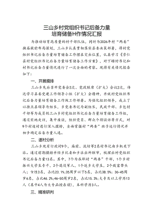 党组织书记后备力量培育储备工作情况汇报.docx