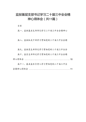（11篇）监狱基层支部书记学习二十届三中全会精神心得体会范文.docx