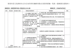 某某市县人民政府办公室各岗位廉政风险点及防控措施一览表（最新最全面版本）.docx