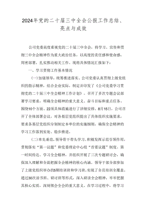2024年党的二十届三中全会公报工作总结、亮点与成效.docx