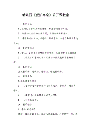 幼儿园《爱护耳朵》公开课教案.docx