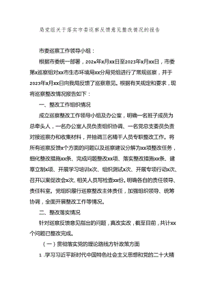 局党组关于落实市委巡察反馈意见整改情况的报告.docx