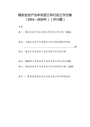 镇安全生产治本攻坚三年行动工作方案（2024-2026年）13篇（精选版）.docx