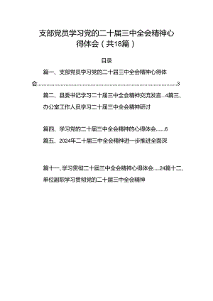 (18篇)支部党员学习党的二十届三中全会精神心得体会（精选）.docx