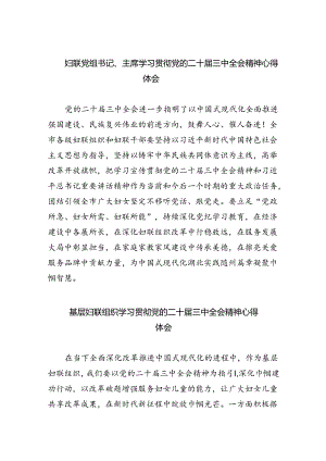 妇联党组书记、主席学习贯彻党的二十届三中全会精神心得体会8篇（详细版）.docx