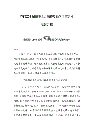 学习贯彻党的二十届三中全会精神宣讲稿讲稿共七篇.docx