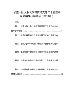 （10篇）侦查大队大队长学习贯彻党的二十届三中全会精神心得体会（详细版）.docx