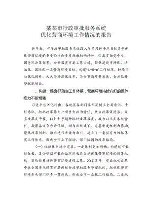 某某市行政审批服务系统优化营商环境工作情况的报告.docx