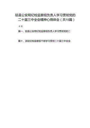 （15篇）驻县公安局纪检监察组负责人学习贯彻党的二十届三中全会精神心得体会范文.docx