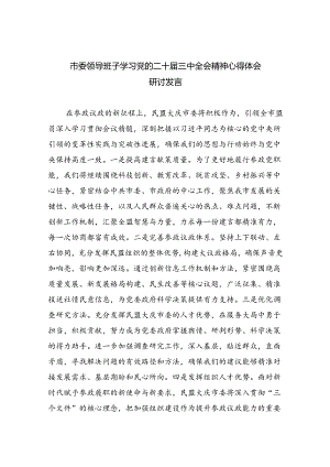 市委领导班子学习党的二十届三中全会精神心得体会研讨发言(四篇集合).docx