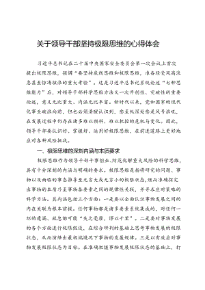 关于领导干部坚持极限思维的心得体会.docx