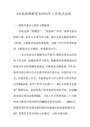 X市县政策研究室20XX年工作亮点总结.docx