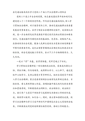 县交通运输局局长学习党的二十届三中全会精神心得体会.docx