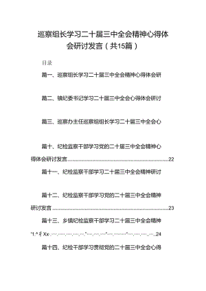 （15篇）巡察组长学习二十届三中全会精神心得体会研讨发言范文.docx