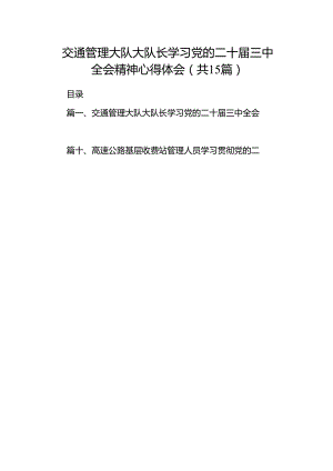 （15篇）交通管理大队大队长学习党的二十届三中全会精神心得体会范文.docx