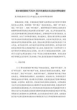 某乡镇党委班子2024-2025年度民主生活会对照检查材料.docx
