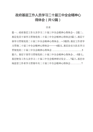 政府基层工作人员学习二十届三中全会精神心得体会12篇（最新版）.docx