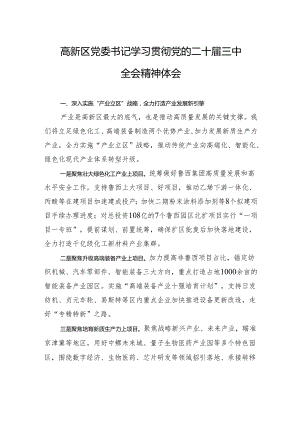 高新区党委书记学习贯彻党的二十届三中全会精神体会.docx