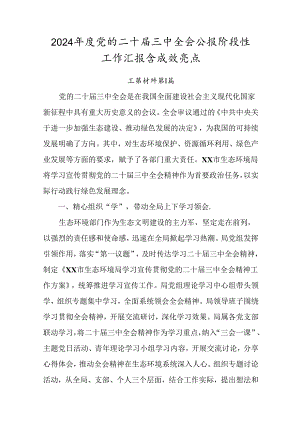 2024年度党的二十届三中全会公报阶段性工作汇报含成效亮点.docx