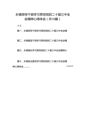 （10篇）乡镇领导干部学习贯彻党的二十届三中全会精神心得体会范文.docx
