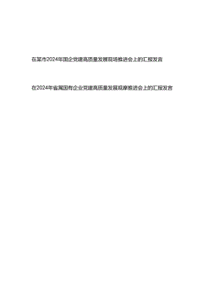 在2024年国企党建高质量发展现场（观摩）推进会上的汇报发言2篇.docx