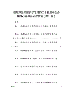 （11篇）基层派出所所长学习党的二十届三中全会精神心得体会研讨发言（精选）.docx