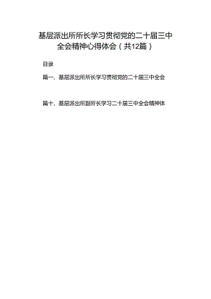 基层派出所所长学习贯彻党的二十届三中全会精神心得体会12篇（最新版）.docx