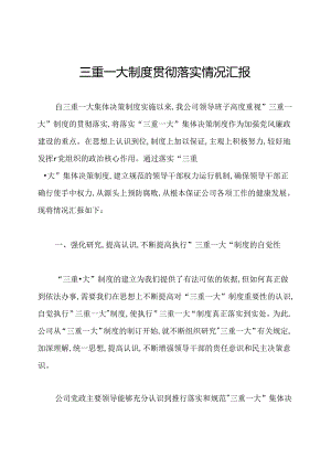 三重一大制度贯彻落实情况汇报.docx