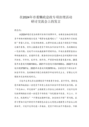 在2024年市委懒政怠政专项治理活动研讨交流会上的发言.docx