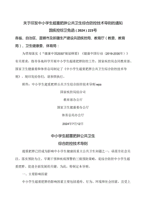 中小学生超重肥胖公共卫生综合防控技术导则（2024年）.docx