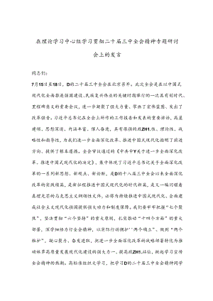 在理论学习中心组学习贯彻二十届三中全会精神专题研讨会上的发言.docx