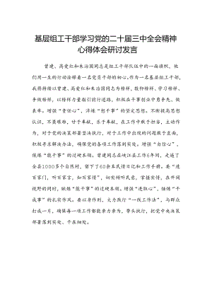 基层组工干部学习党的二十届三中全会精神心得体会研讨发言.docx