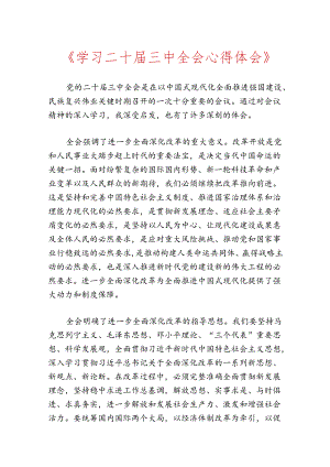 学习二十届三中全会心得体会 .docx