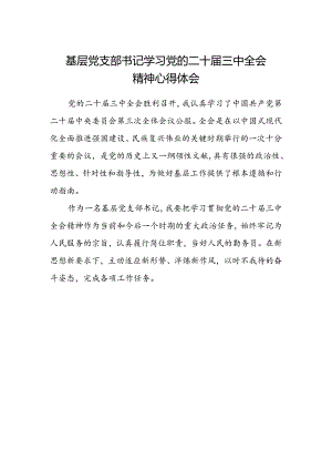 基层党支部书记学习党的二十届三中全会精神心得体会.docx