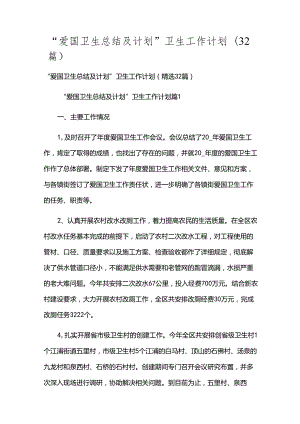 “爱国卫生总结及计划”卫生工作计划（32篇）.docx