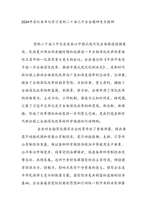 2024年县纪委书记学习党的二十届三中全会精神发言提纲.docx