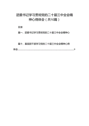 团委书记学习贯彻党的二十届三中全会精神心得体会（共10篇）.docx