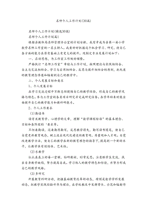 名师个人工作计划（30篇）.docx