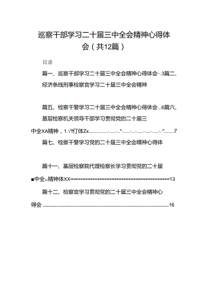 巡察干部学习二十届三中全会精神心得体会12篇供参考.docx