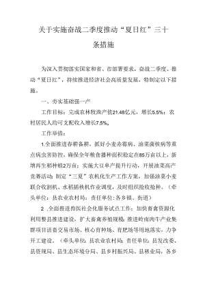 关于实施奋战二季度推动“夏日红”三十条措施.docx
