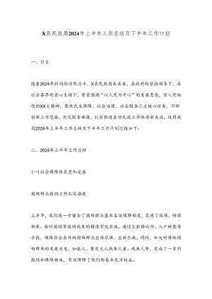 X县民政局2024年上半年工作总结及下半年工作计划.docx